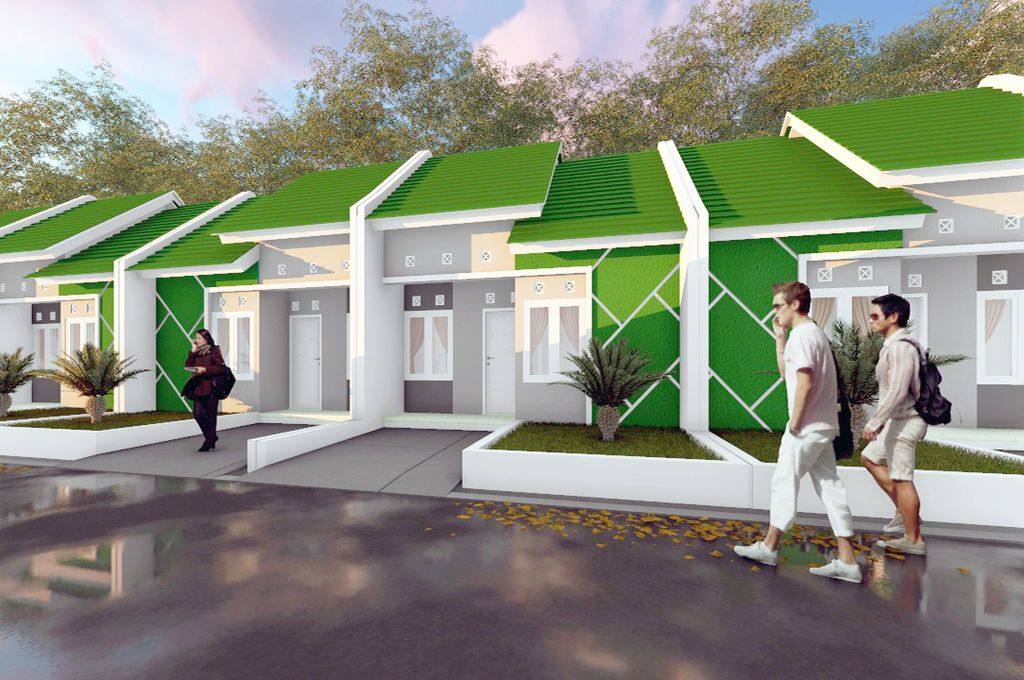 foto tampak rumah tipe 36/66 baru perumahan GREEN VILLAGE SUMBER