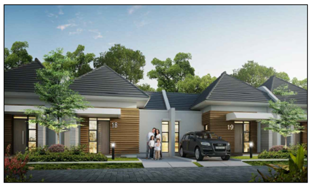 foto tampak rumah tipe PALM perumahan RIVERFRONT URBAN RESORT