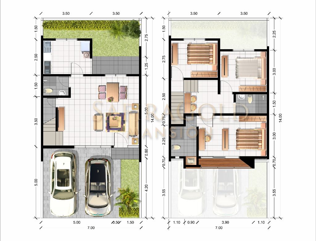 foto denah rumah tipe LANCY perumahan SAFIRA GOLD MANSION