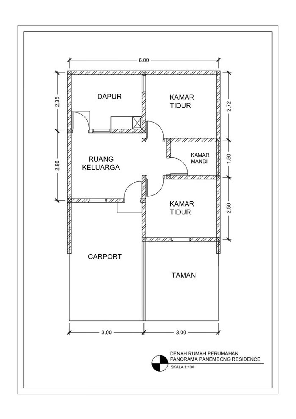 foto denah rumah tipe 30/60 (PMK 2024) perumahan Panorama Panembong Residence