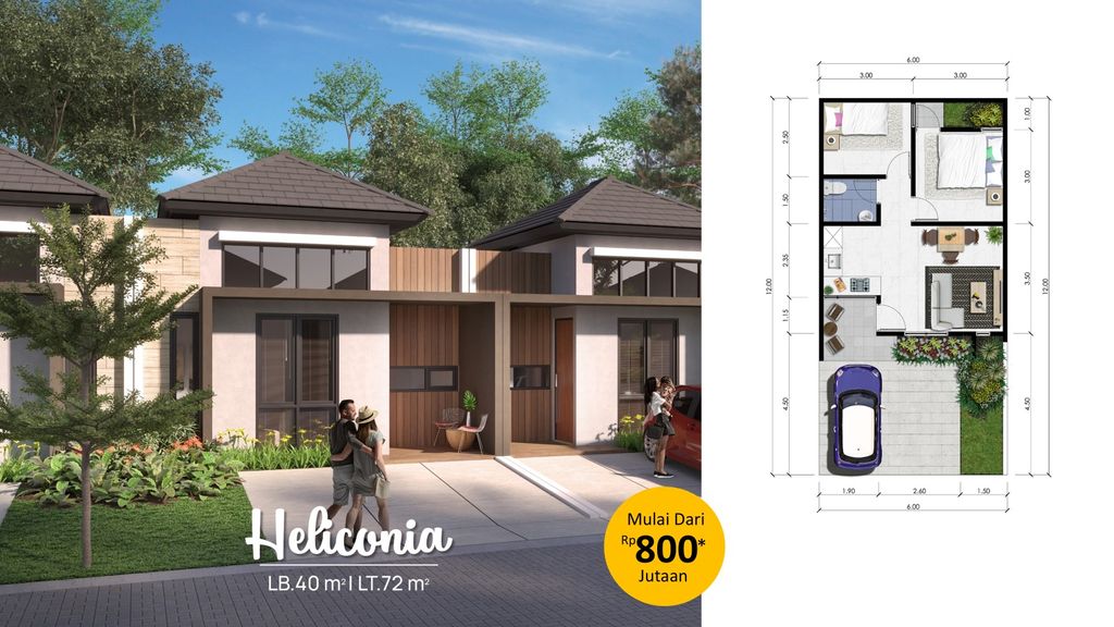 foto denah rumah tipe Heliconia Ext perumahan CitraGarden BMW