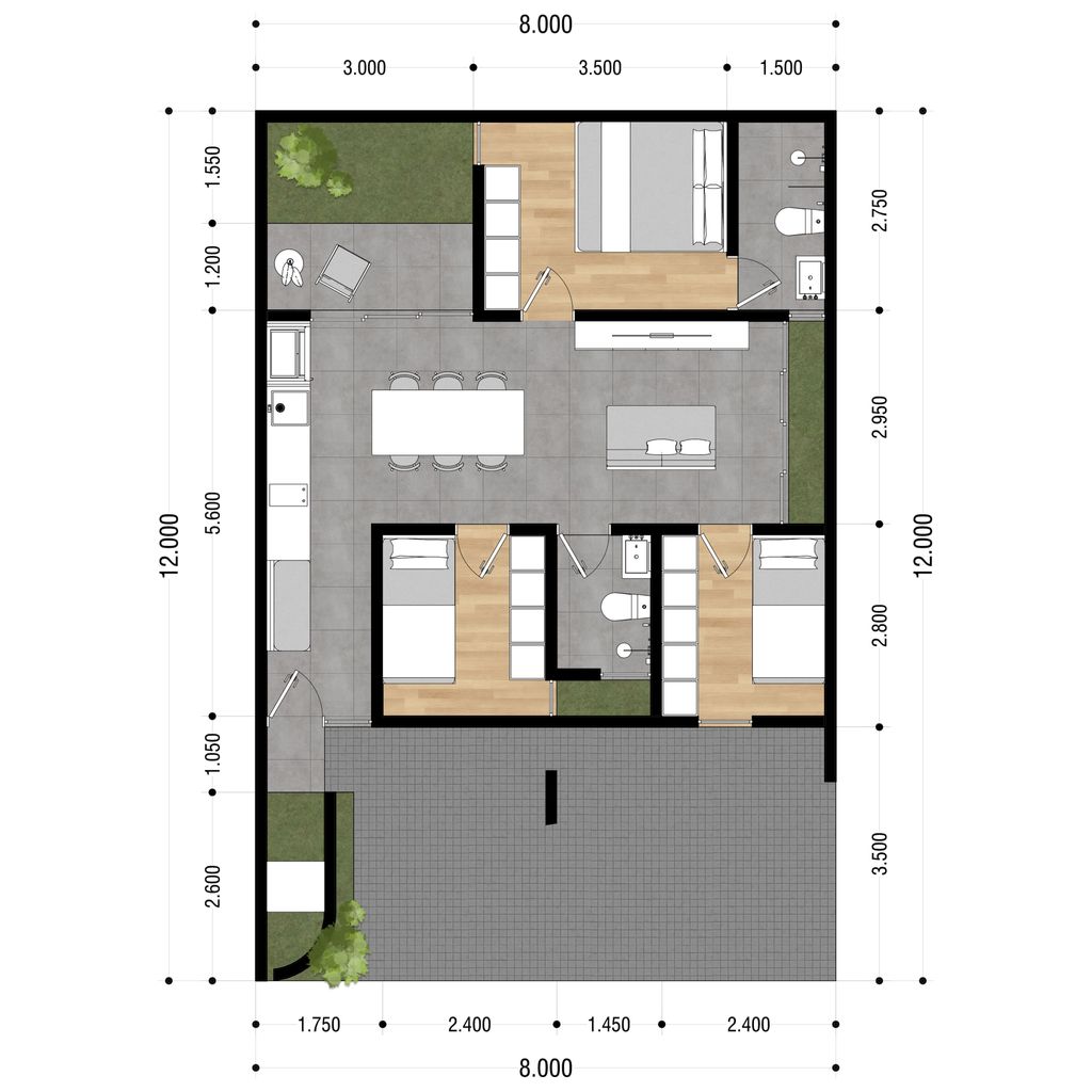 foto denah rumah tipe FYNEE8 676 perumahan MUTIARA GADING CITY CLUSTER MONACO & PARIS