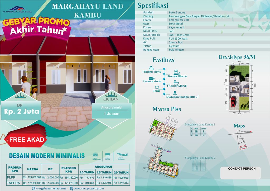 foto tampak rumah tipe DETAIL 36 (SUBSIDI) perumahan MARGAHAYU LAND KAMBU 2