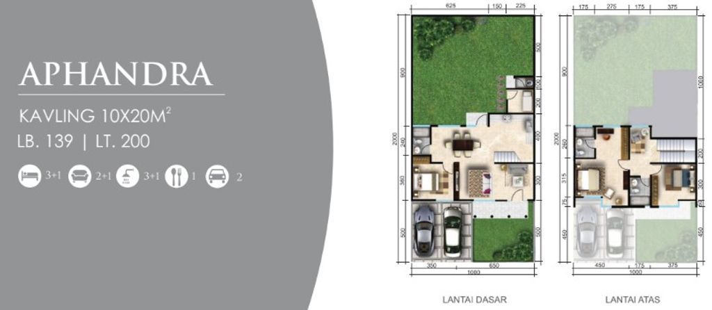 foto denah rumah tipe LEBAR 10 MONTEVERDE APHANDRA 289 perumahan Citra Land Cibubur