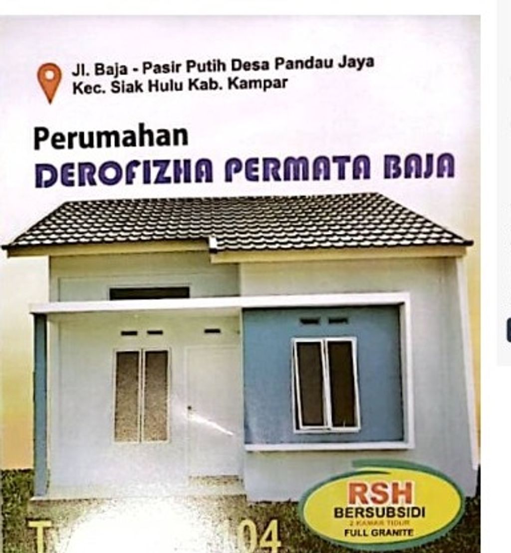 foto tampak rumah tipe RSH perumahan DEROFIZHA PERMATA BAJA