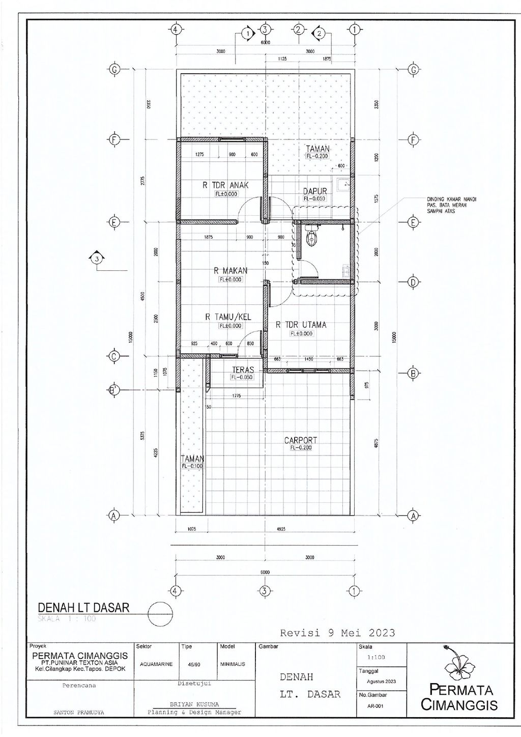 foto denah rumah tipe AQUAMARUNE - 45/134 perumahan PERUMAHAN PERMATA CIMANGGIS THP 3