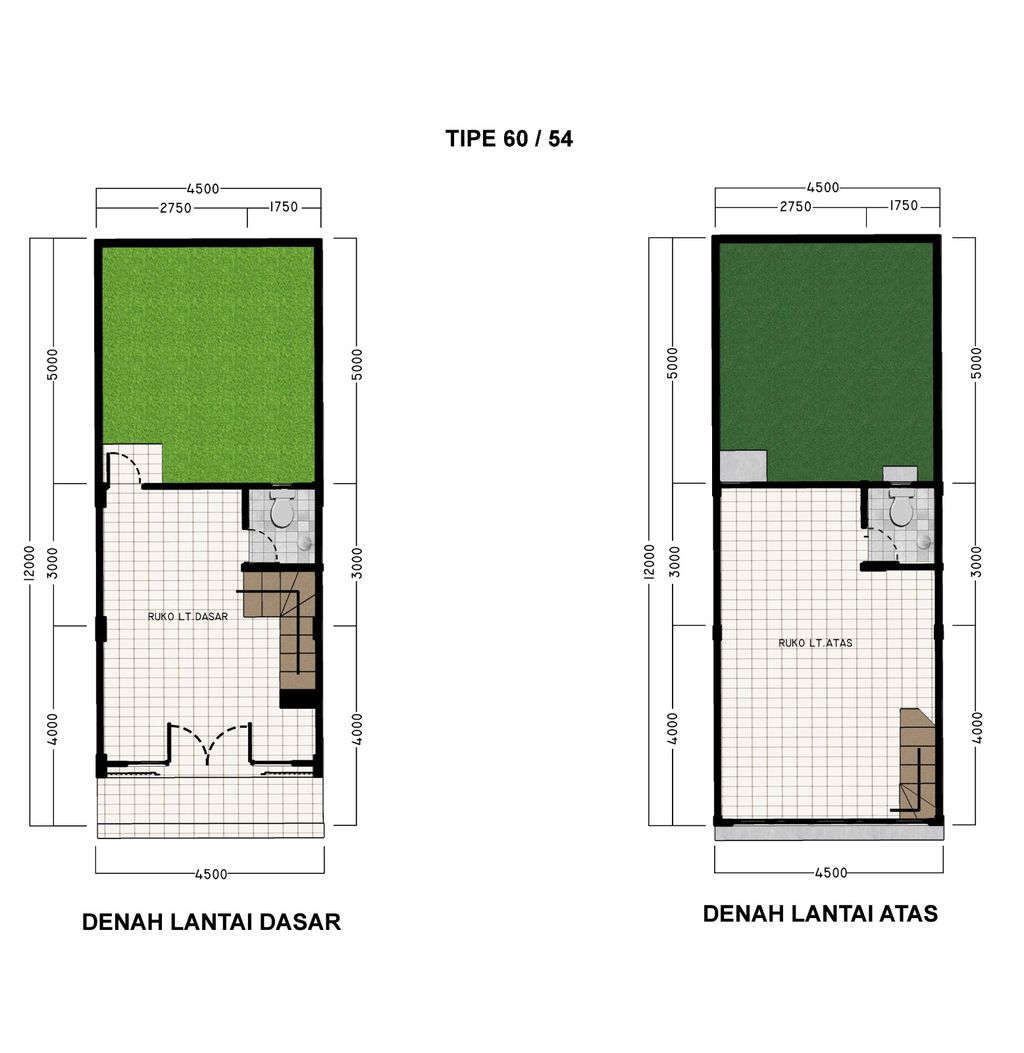 foto denah rumah tipe AN 60 perumahan RUKO BUKIT KENCANA BLOK AN
