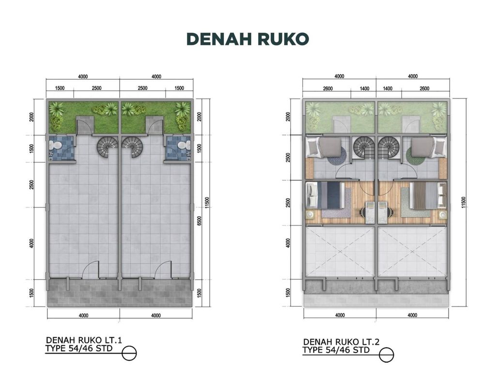 foto denah rumah tipe RBVO 54/46 perumahan Harvest City (Ruko Boulevard Orchid)