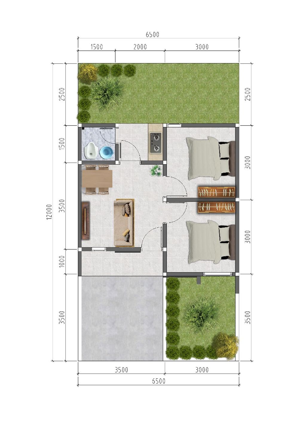 foto denah rumah tipe 36/78 M2 perumahan RAJA MUDA RESIDENCE