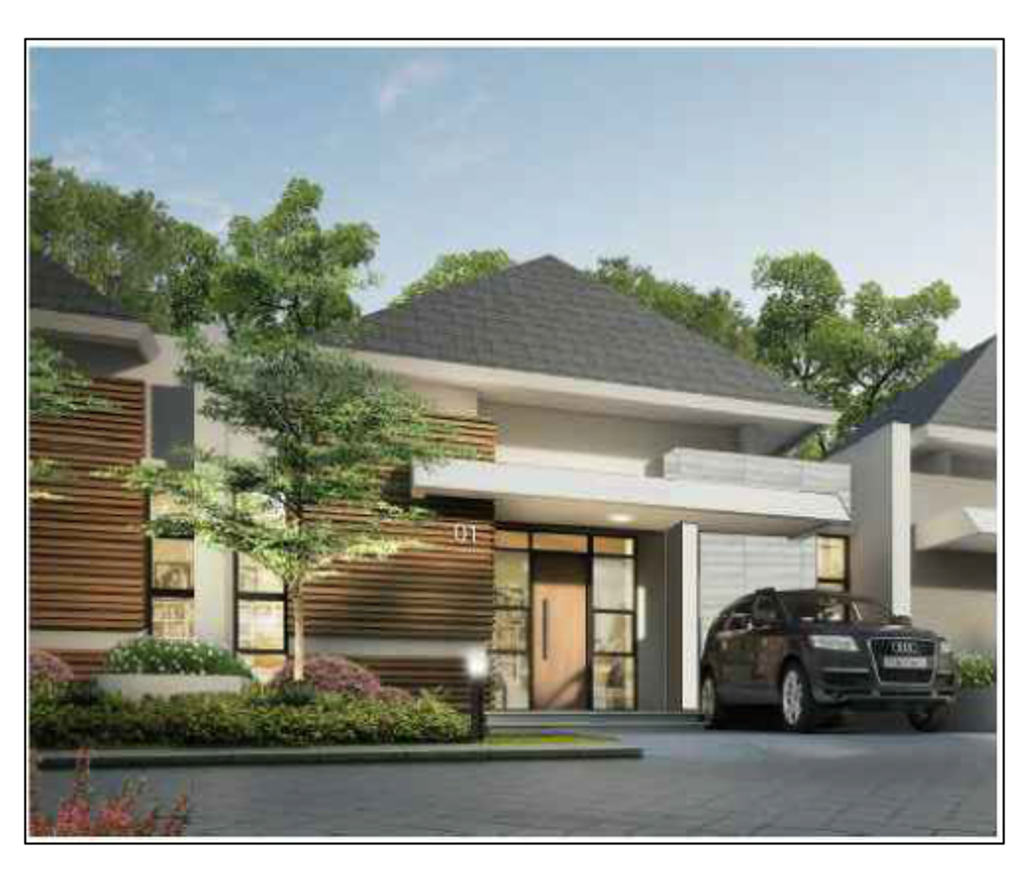 foto tampak rumah tipe PINE perumahan RIVERFRONT URBAN RESORT