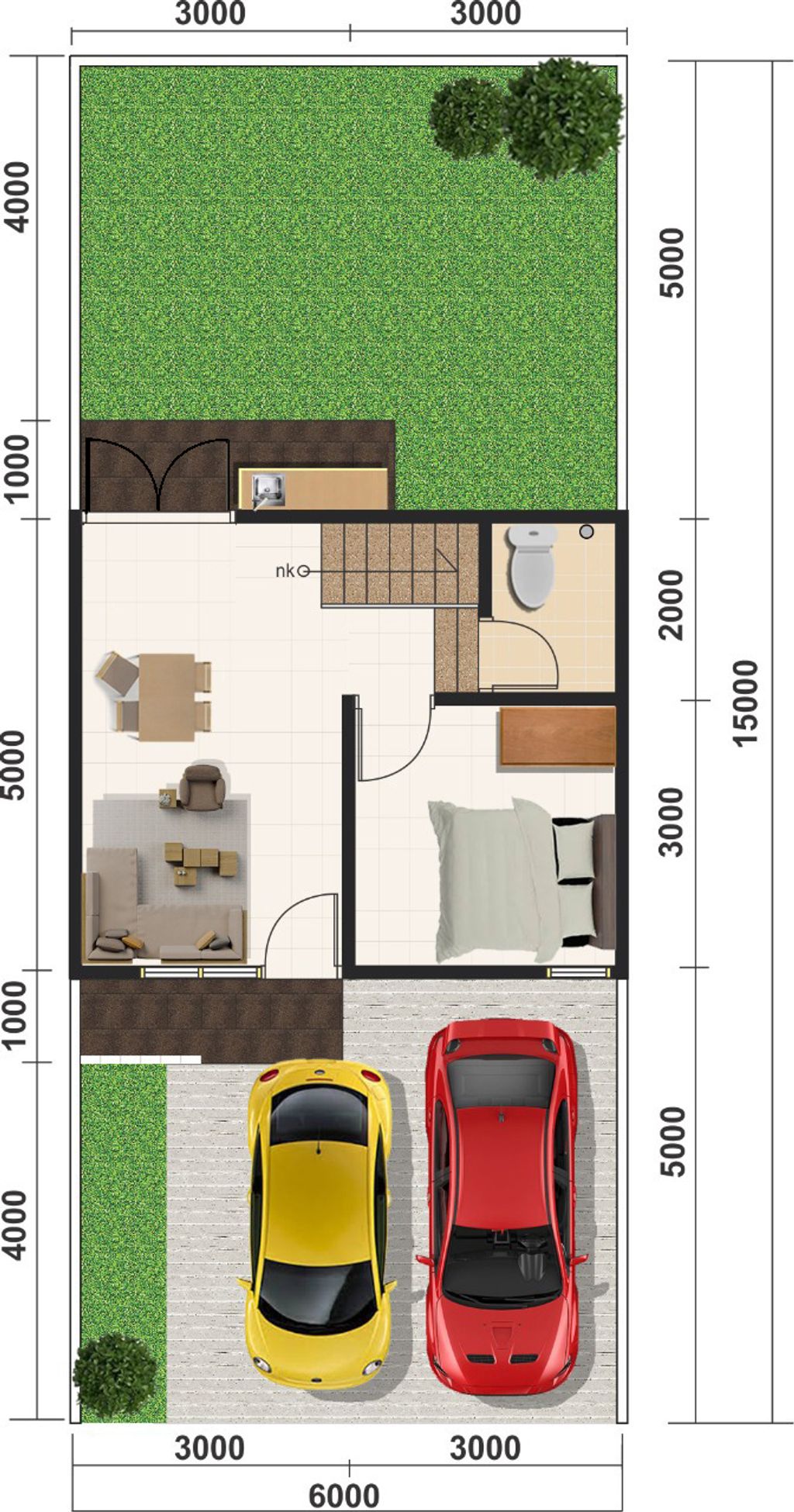 foto denah rumah tipe E 65 perumahan Pandanaran Height