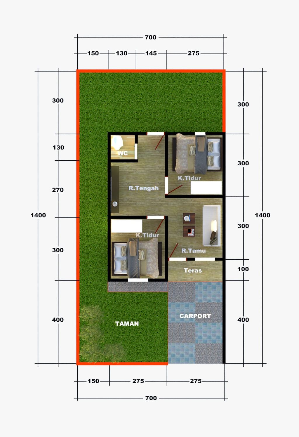 foto denah rumah tipe 2025 perumahan BUKIT BARINGENG PERMAI 3