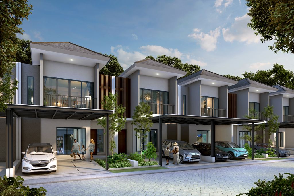 foto tampak rumah tipe PA T 100 HOOK perumahan PANDANARAN AVENUE