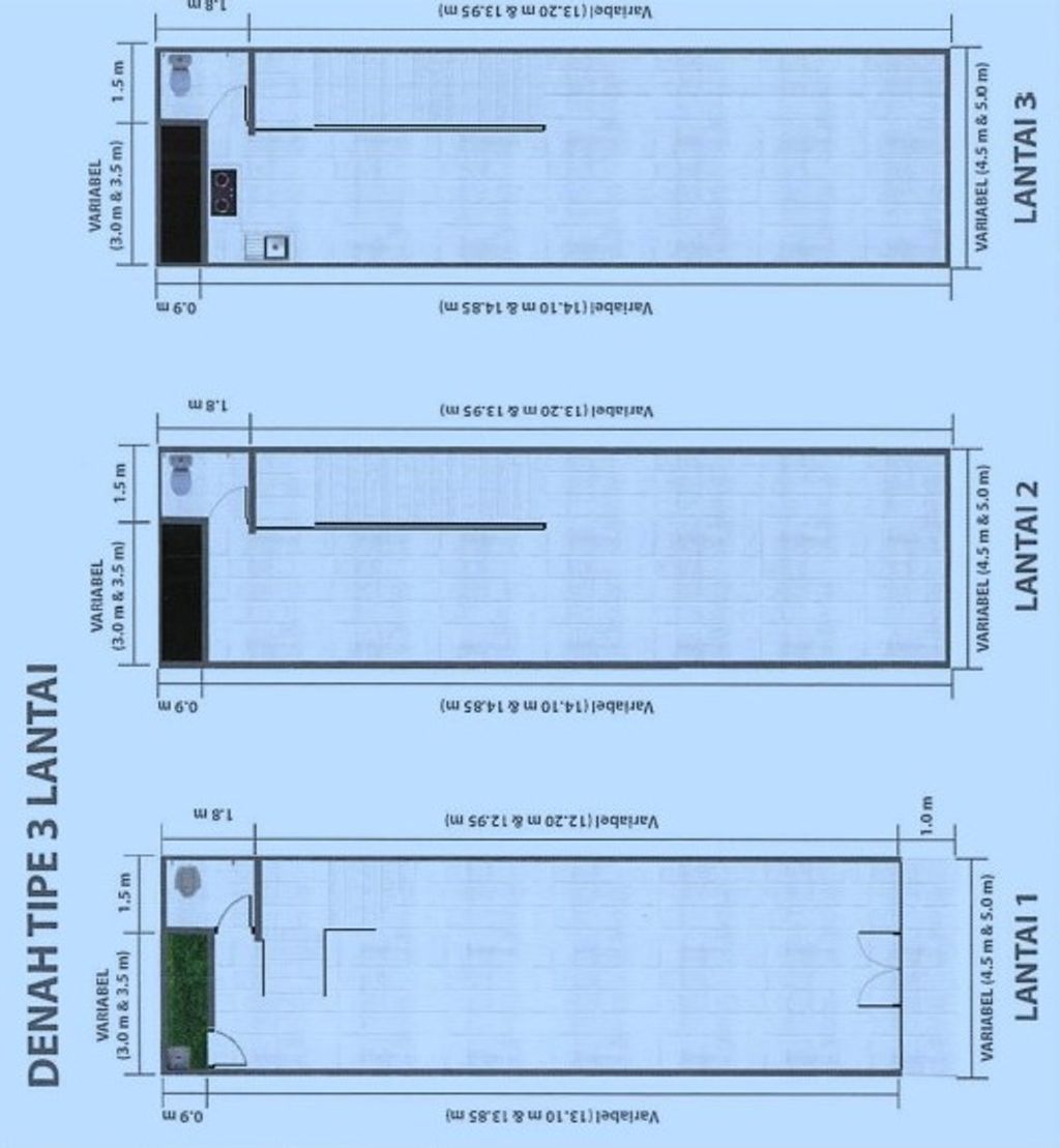 foto denah rumah tipe C 3 Lantai C12 perumahan Berlian Commercial Estate