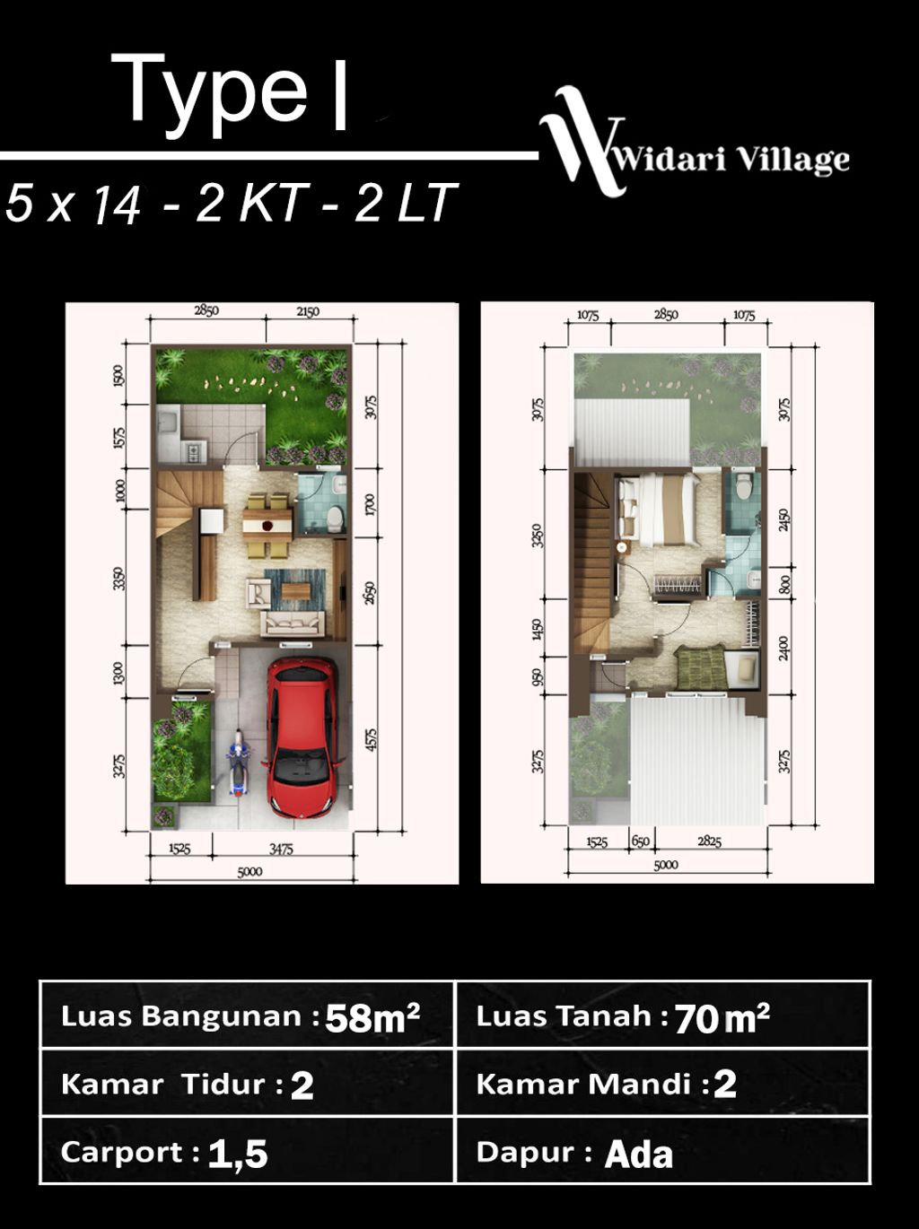 foto denah rumah tipe Ananta 9 perumahan Widari village tahap 2