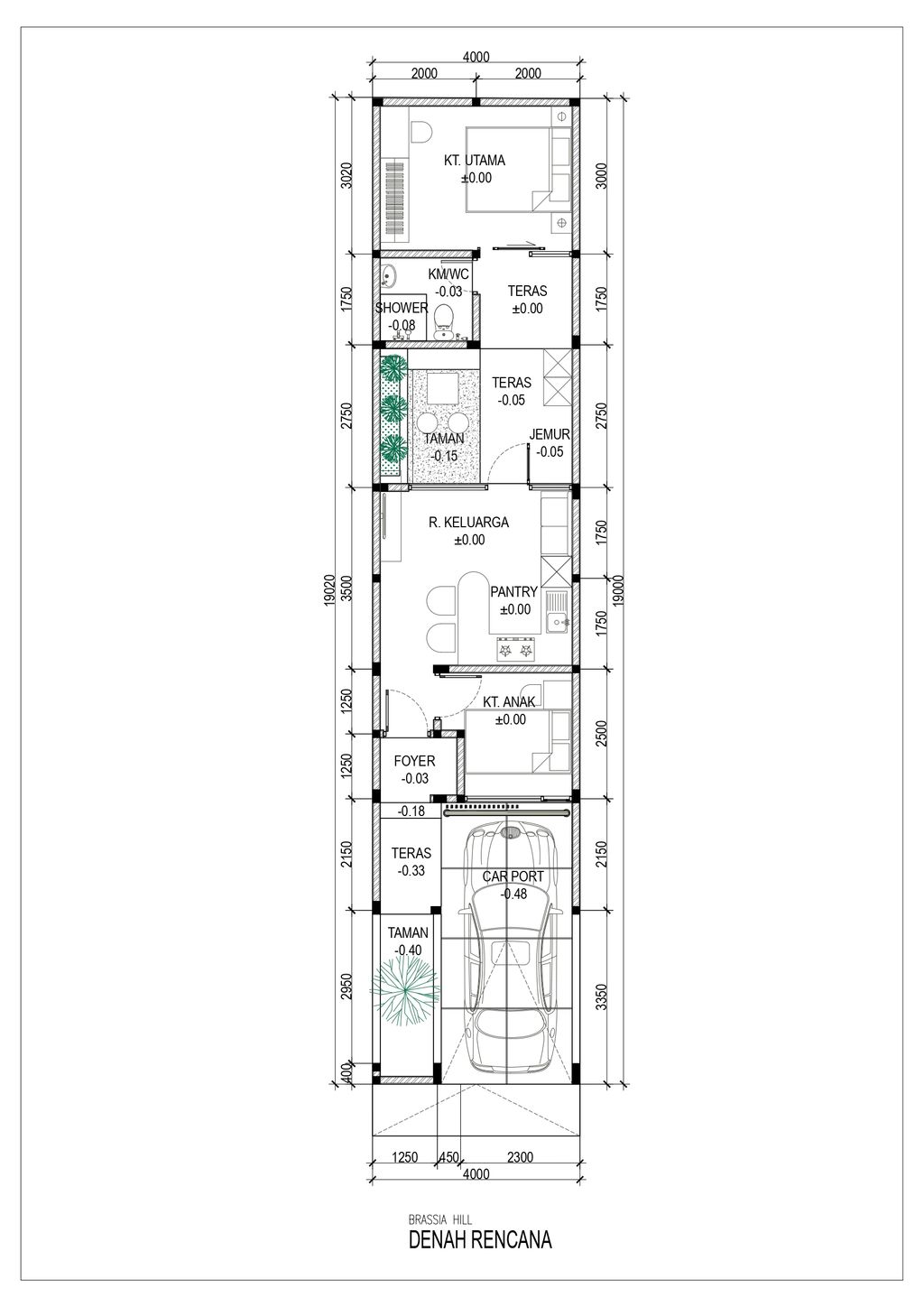 foto denah rumah tipe BRASSIA HILL 54/78 perumahan The Araya