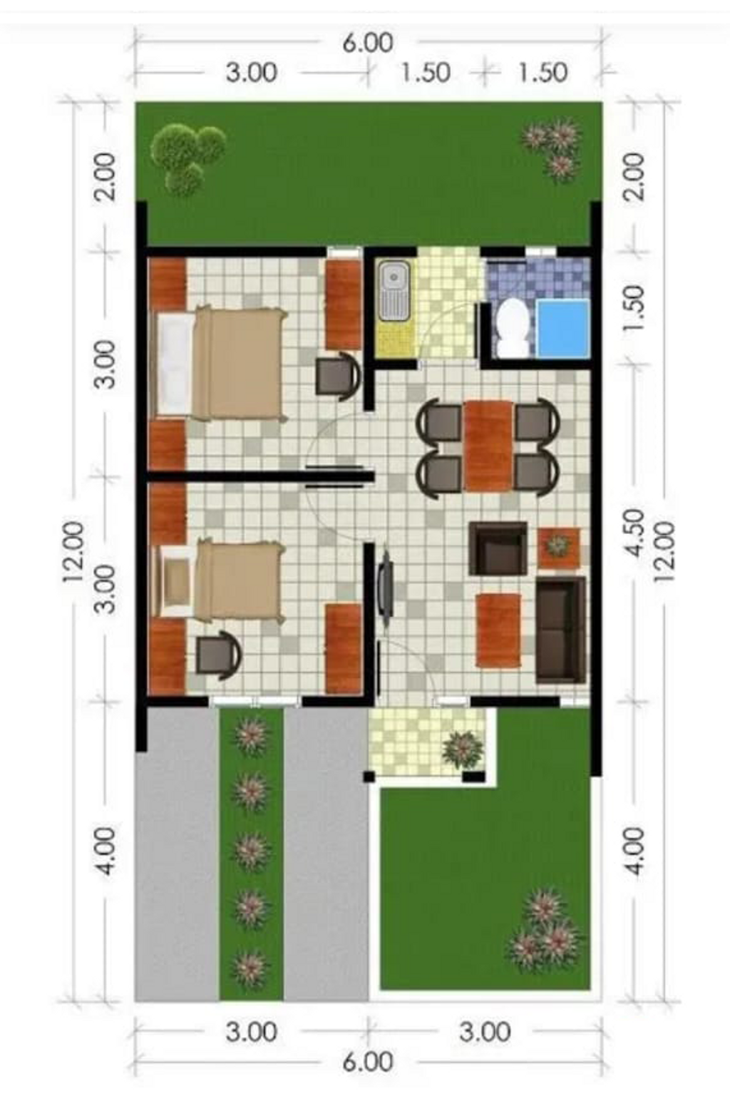 foto denah rumah tipe 36/60 perumahan Bukit Rovita Indah