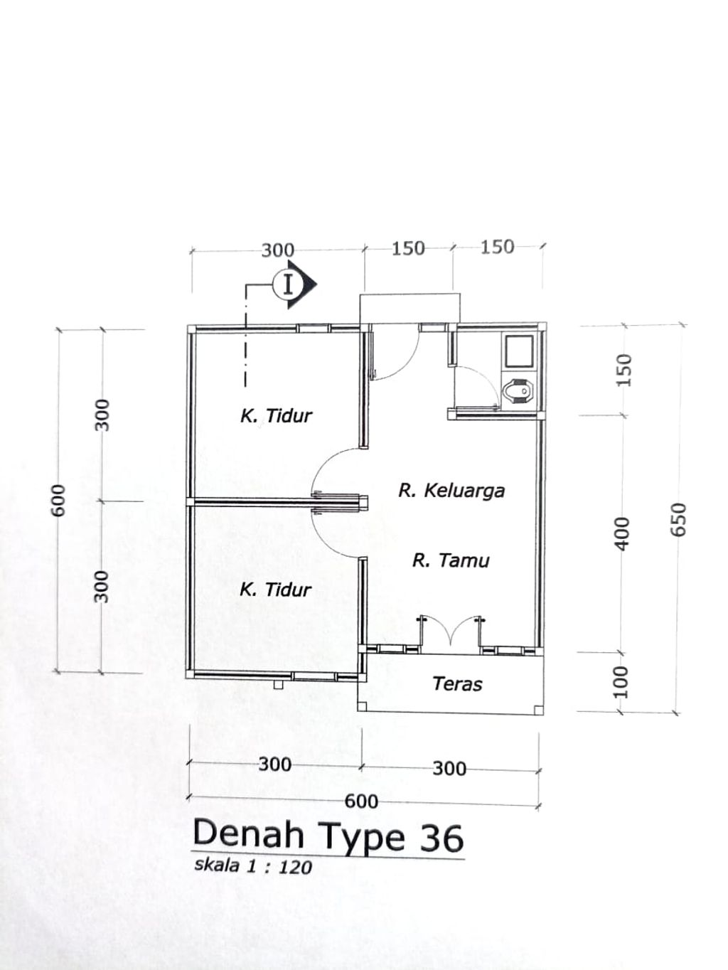 foto denah rumah tipe 36 SUBSIDI perumahan PERMATA DARUSSALAM RUMBAI