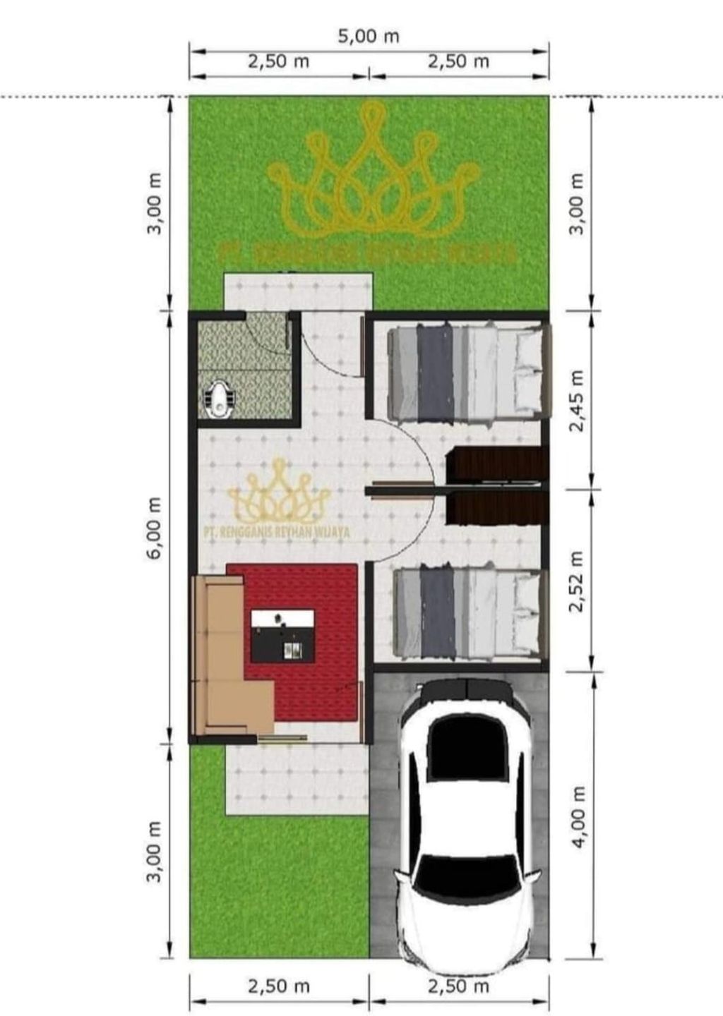 foto denah rumah tipe MINIMALIS perumahan Mahkota Raya Rengganis