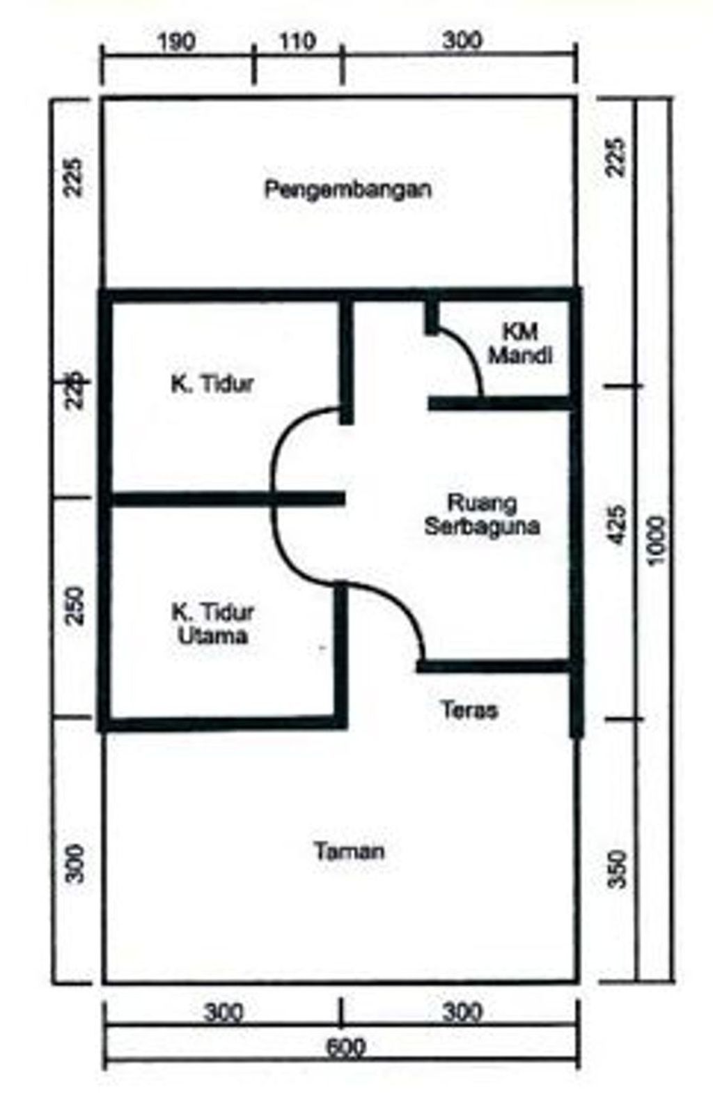 foto denah rumah tipe 27  (Subsidi) perumahan GREEN CIBARUSAH RESIDENCE