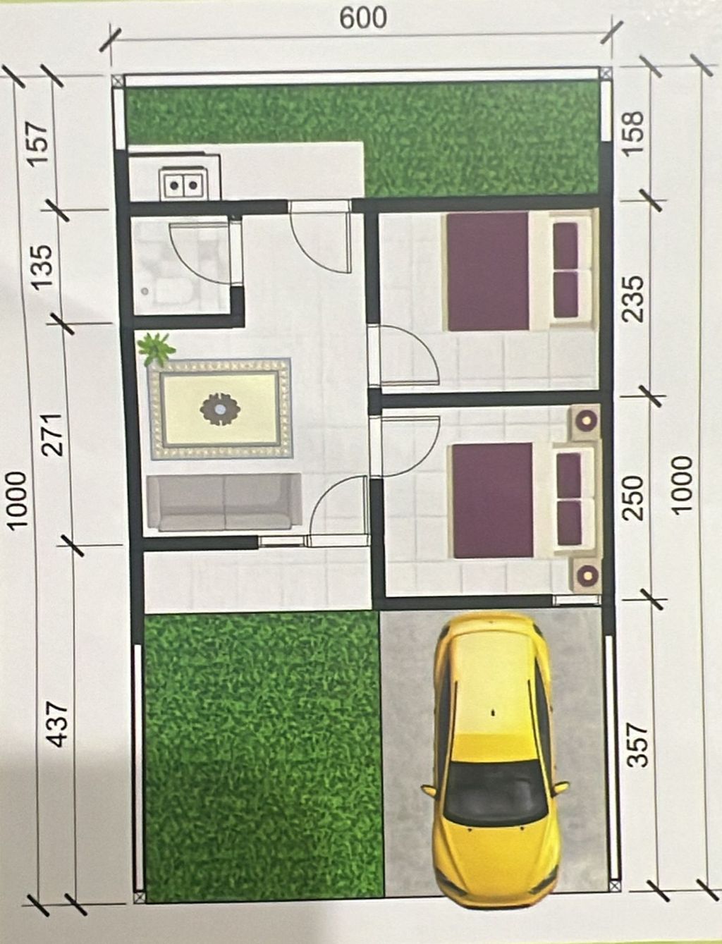 foto denah rumah tipe 30/60 perumahan Green Permata Residences