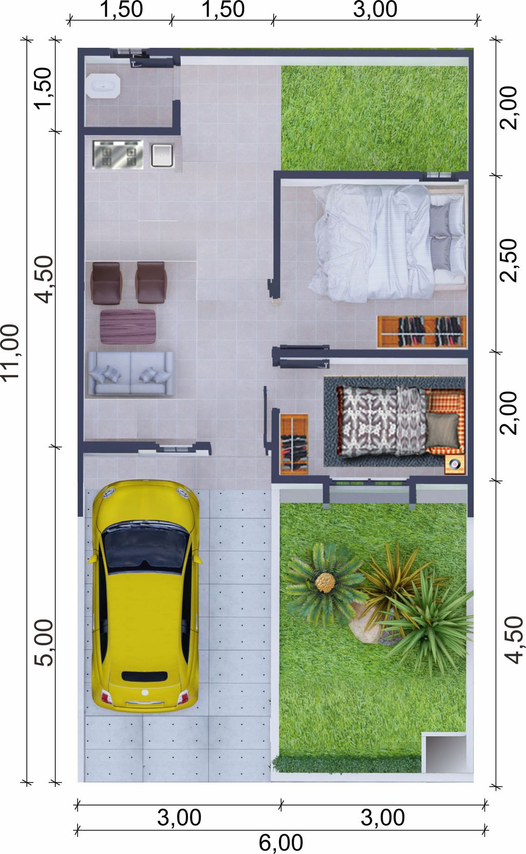 foto denah rumah tipe Lavender 66 (PMK 2023 - 2024) (subsidi) perumahan DAEVA PERMAI