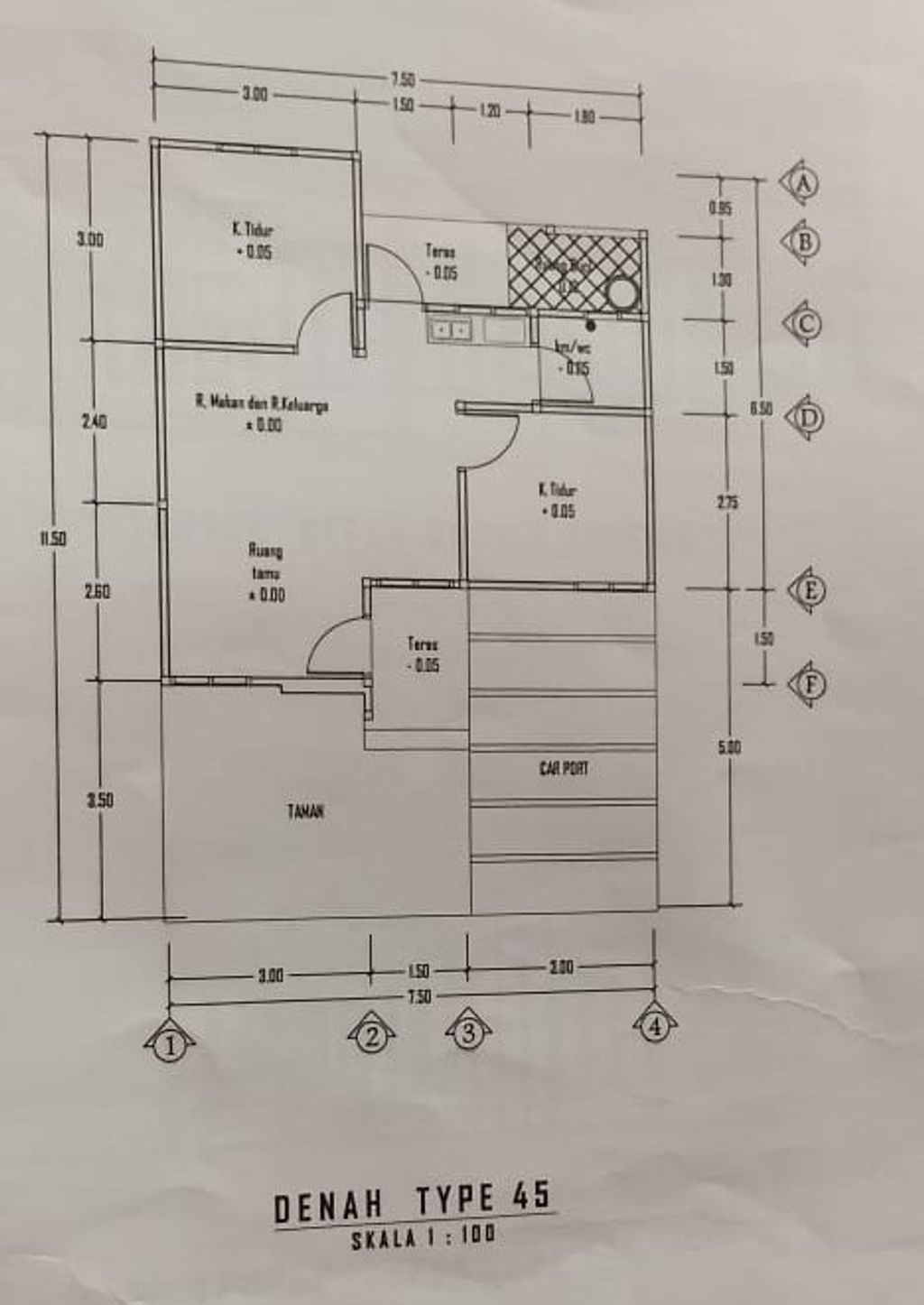 foto denah rumah tipe 45 perumahan Griya rima melati