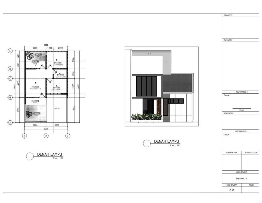 foto denah rumah tipe 30/60 perumahan Cikarang Utama Residence 2 tahap II