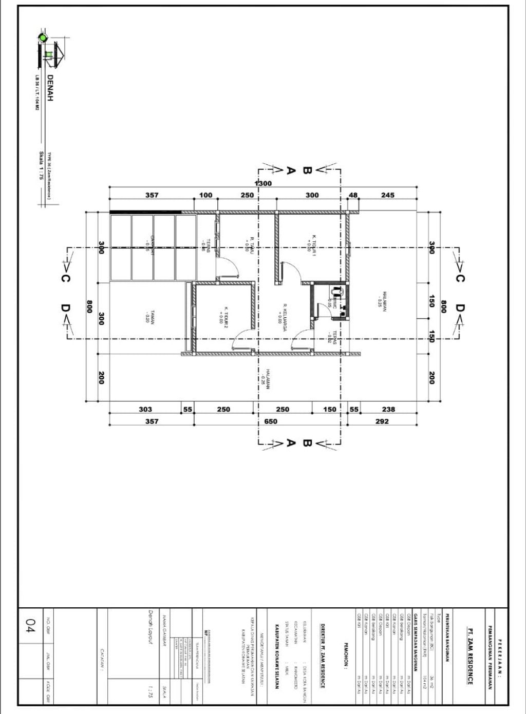 foto denah rumah tipe SUBSIDI perumahan ZAM RESIDENCE I