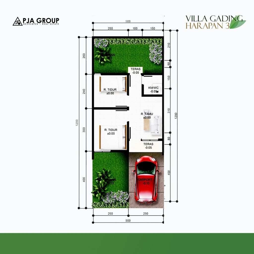 foto denah rumah tipe 27/70 perumahan Villa Gading Harapan 3