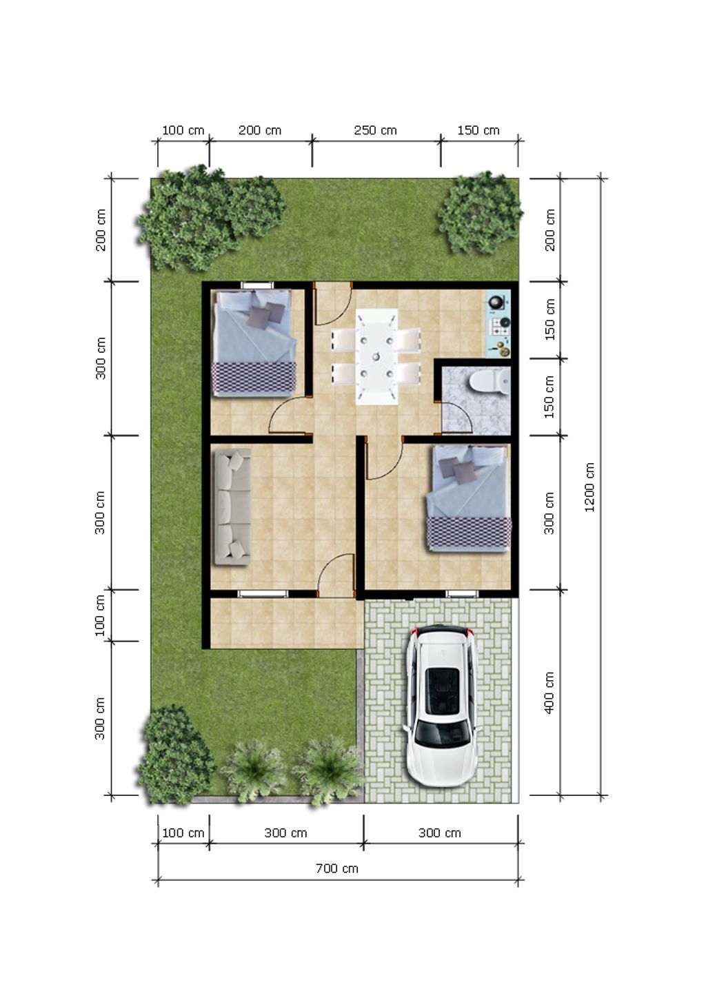 foto denah rumah tipe 36 M2 perumahan VILLA MAHKOTA 4