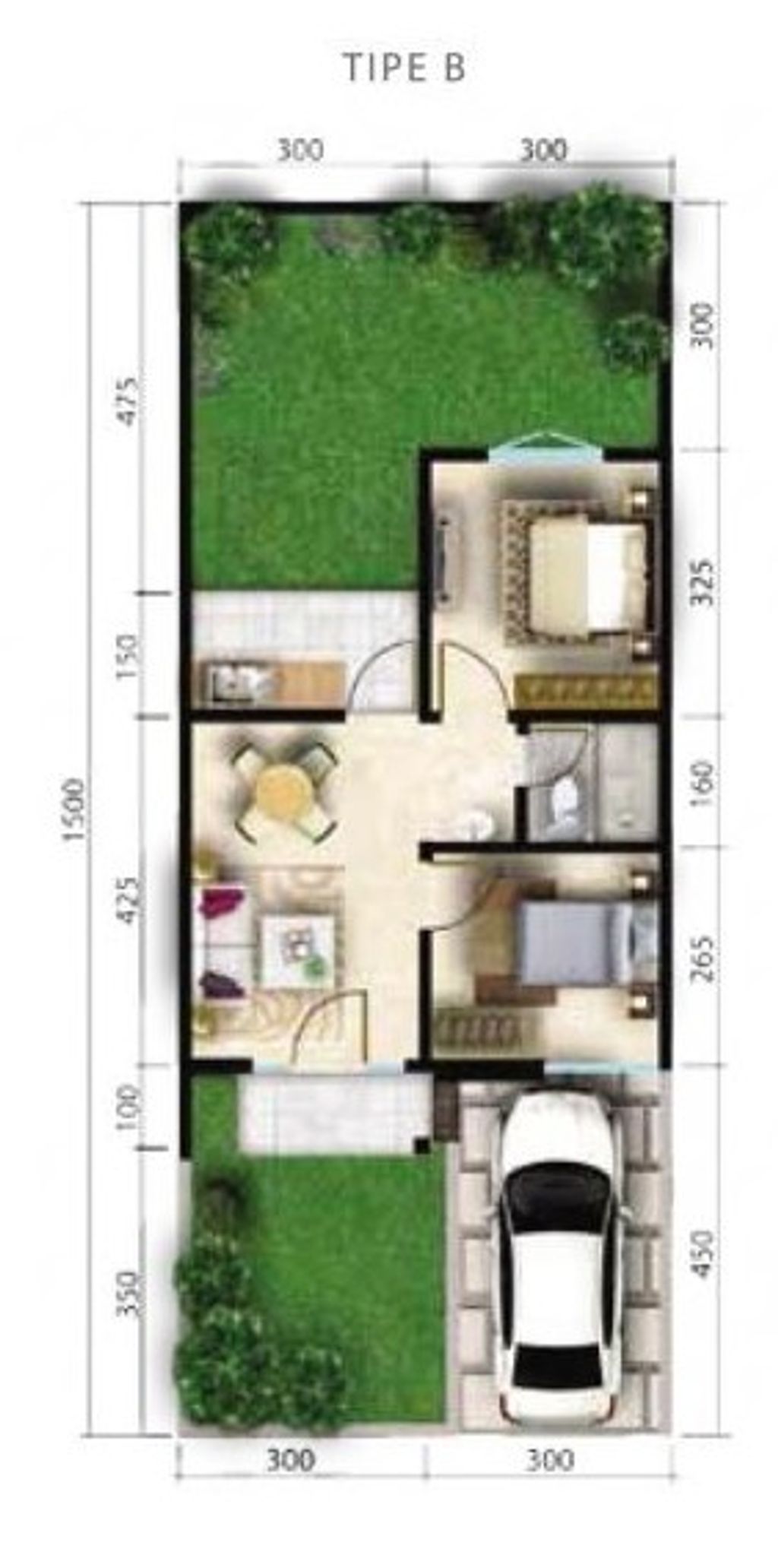 foto denah rumah tipe LEBAR 6 MONTEVERDE CARYOTA 3B 2025 perumahan Citra Land Cibubur