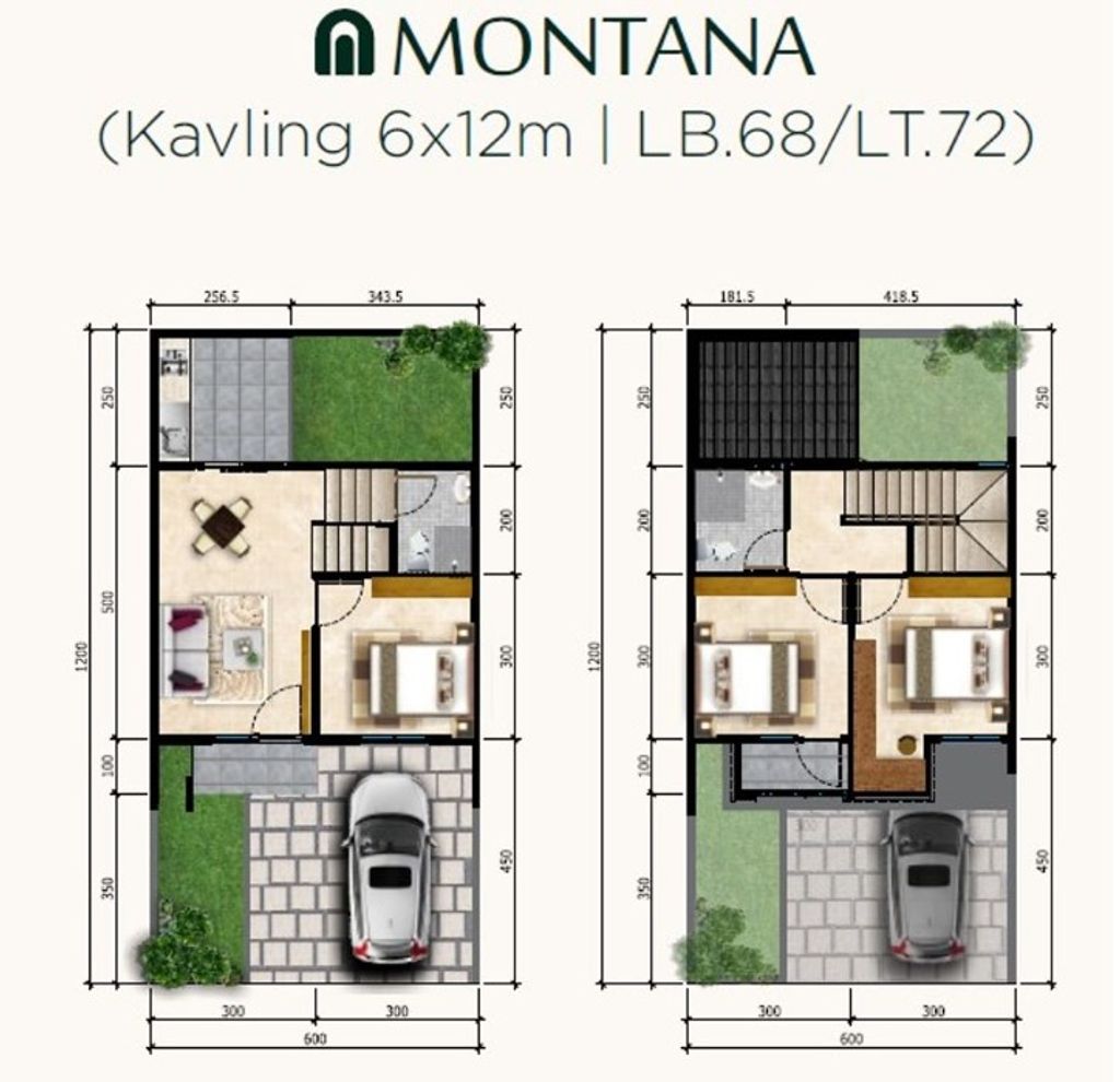 foto denah rumah tipe LEBAR 6 MONTANA 1 G11.63 perumahan Citra Land Cibubur