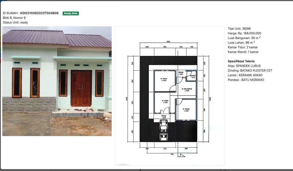 foto denah rumah tipe 36/96 perumahan ERA BARU RESIDENCE II
