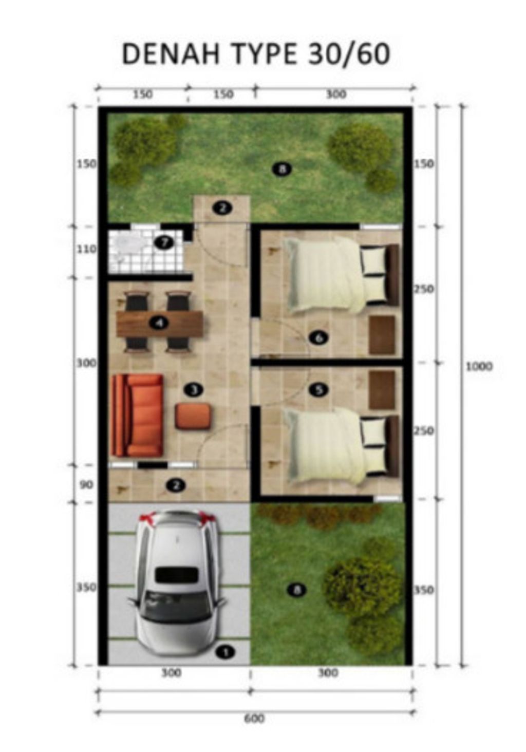 foto denah rumah tipe 30a perumahan River Side Garden Tahap 2