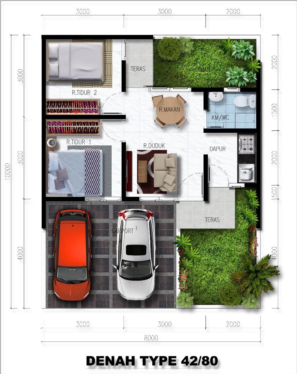 foto denah rumah tipe Aspen perumahan Asteria Panongan