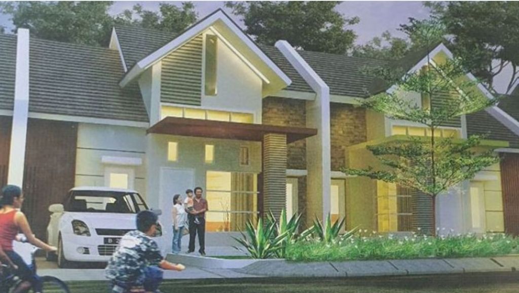 foto tampak rumah tipe MORETTA 1.242 perumahan MUTIARA GADING CITY - LONDON BLV