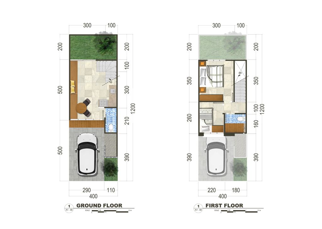 foto denah rumah tipe Oakwood 2BR perumahan ROYAL RESIDENCE