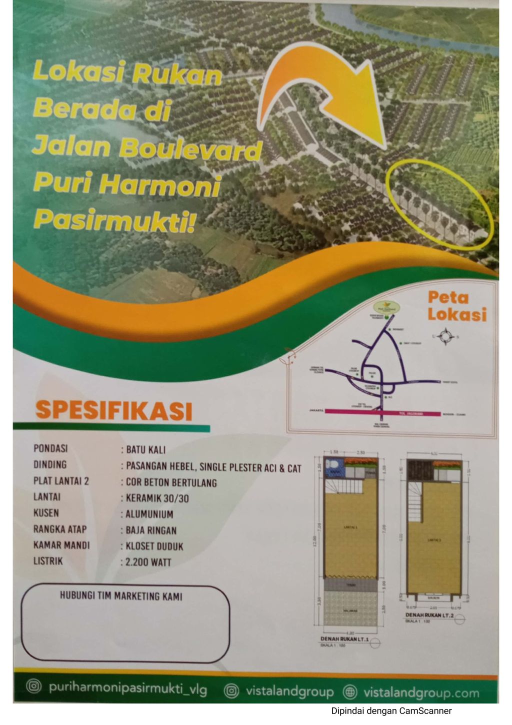 foto denah rumah tipe Ruko 67/48 (556.100.000) perumahan PURI HARMONI PASIRMUKTI PERLUASAN
