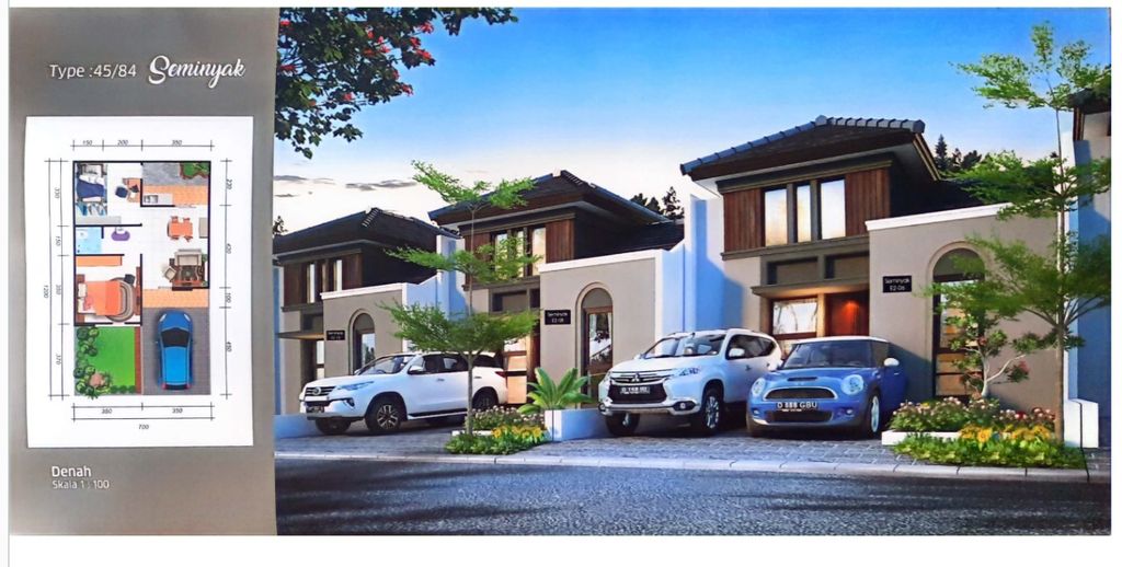 foto denah rumah tipe SEMINYAK 45/84 perumahan MEKARSARI REGENCY