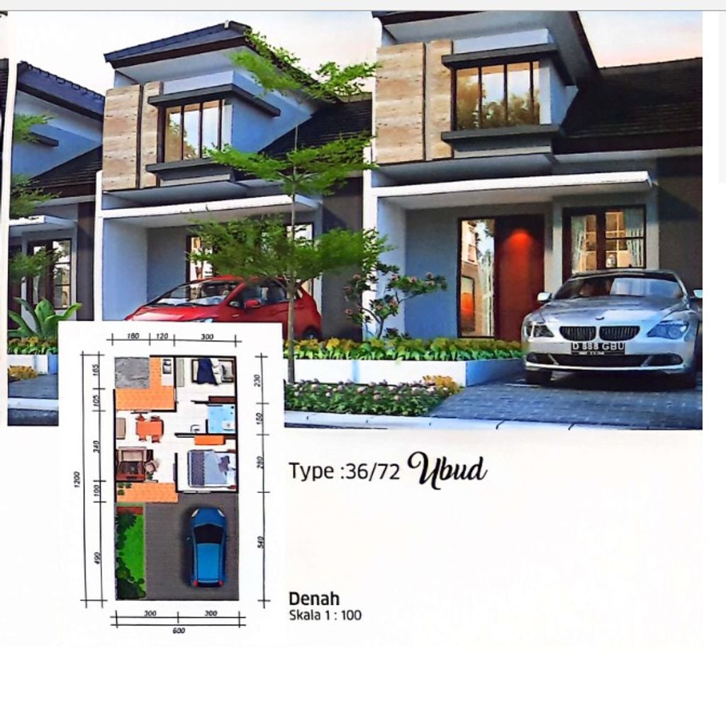 foto denah rumah tipe UBUD 36/72 perumahan MEKARSARI REGENCY