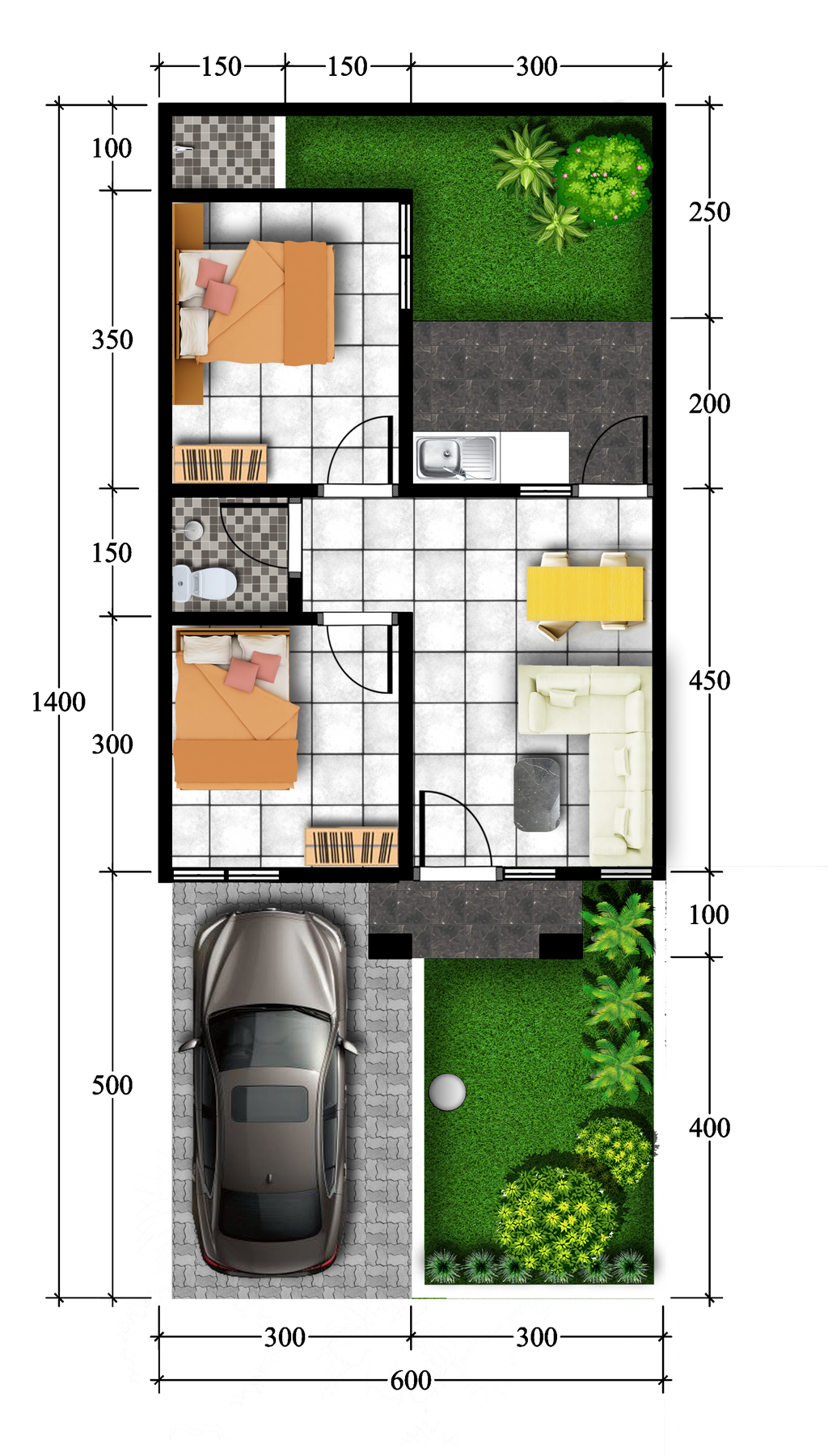 foto denah rumah tipe 45 perumahan Ambara Citra 2