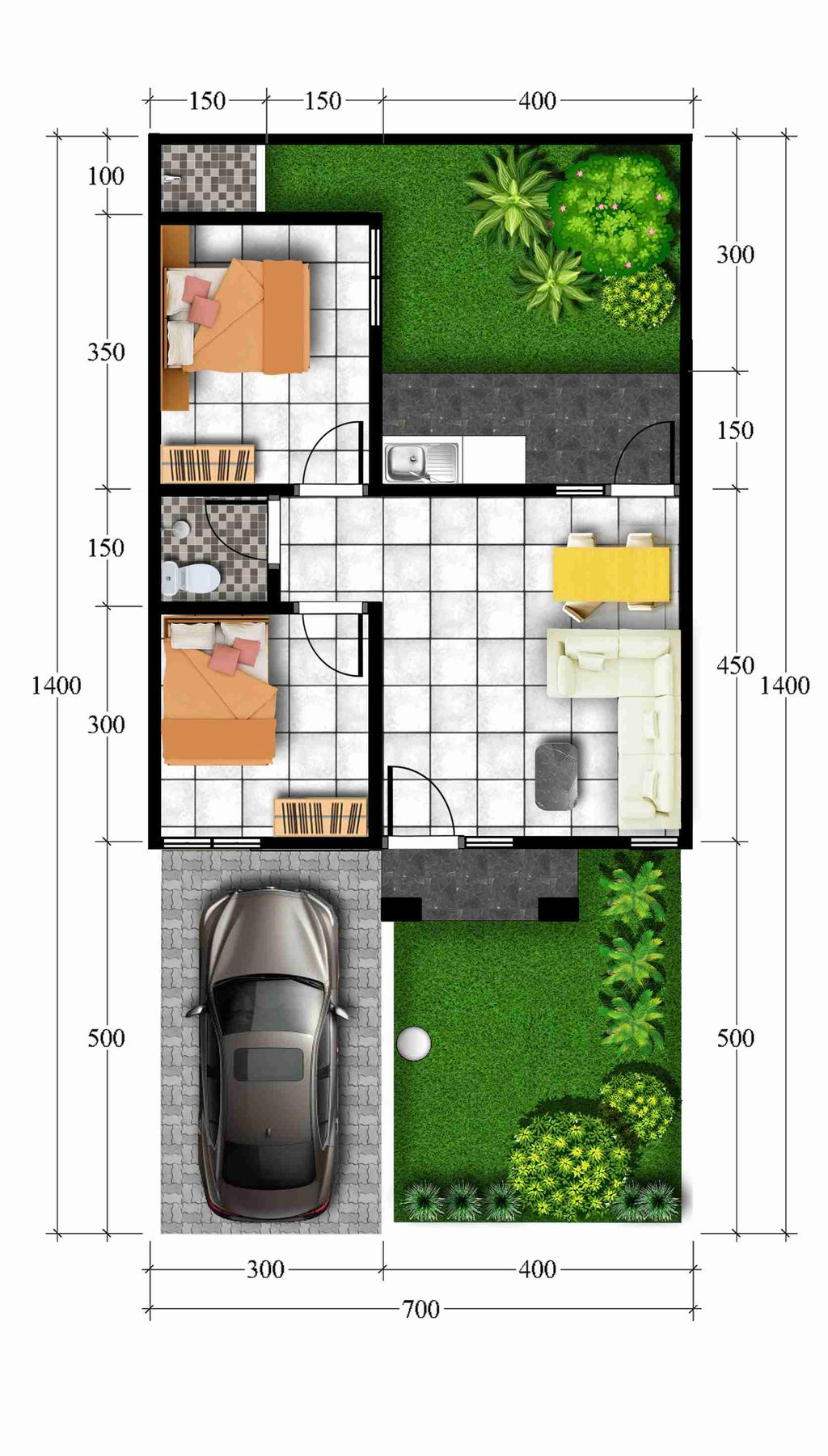 foto denah rumah tipe 50 perumahan Ambara Citra 2