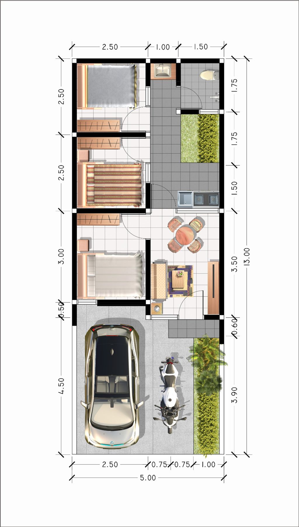 foto denah rumah tipe New Villina 30/65 perumahan Patra Raya