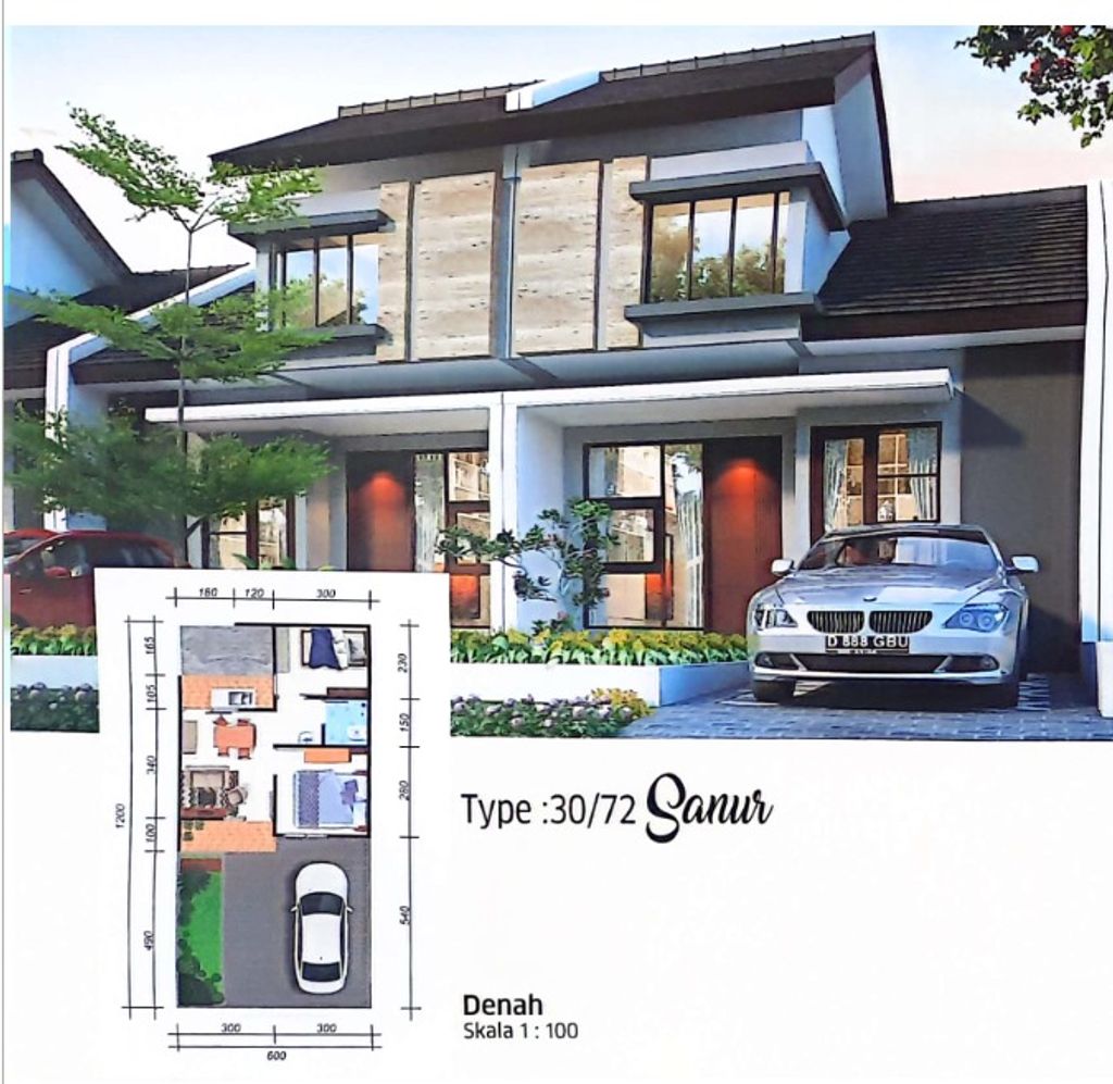 foto denah rumah tipe SANUR 30/72 perumahan MEKARSARI REGENCY