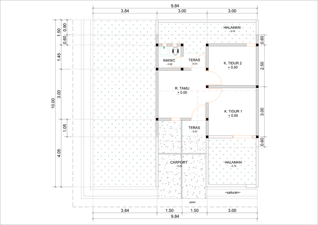 foto denah rumah tipe E28-22 (2025) perumahan Kepuren Residence (Kepuren)