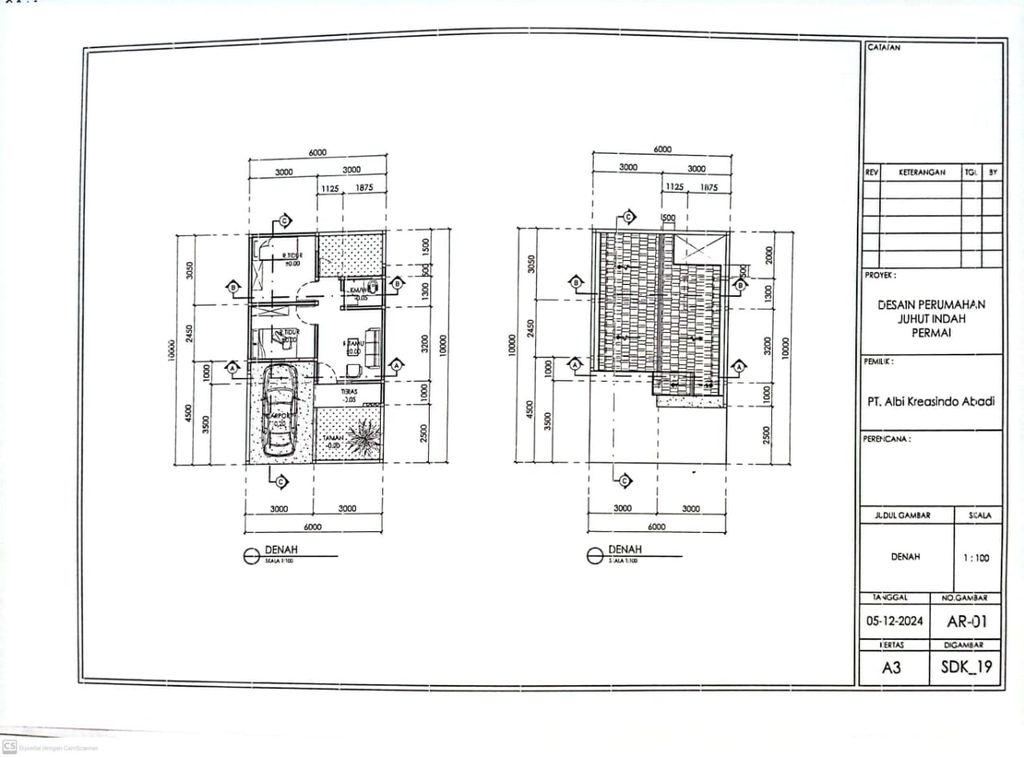 foto denah rumah tipe 36/60 perumahan Juhut Indah Permai 1