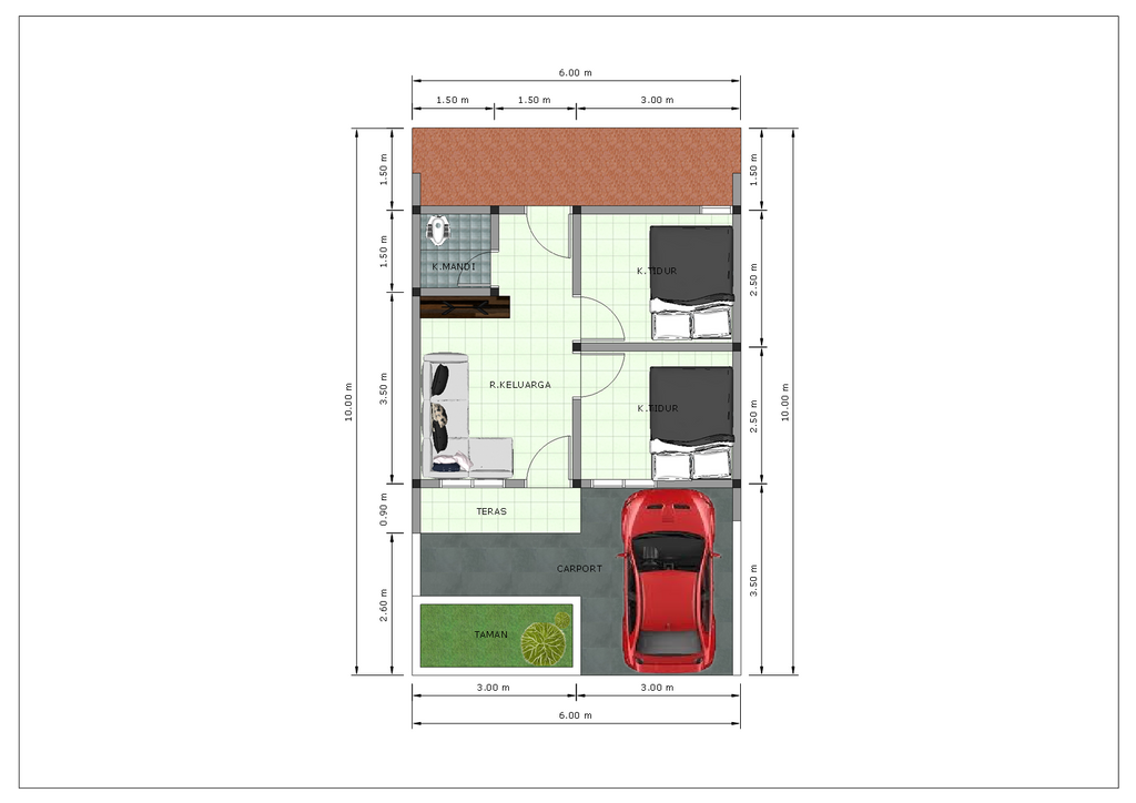 foto denah rumah tipe Rumah subsidi perumahan PURI JATI PERMAI KEJUDEN