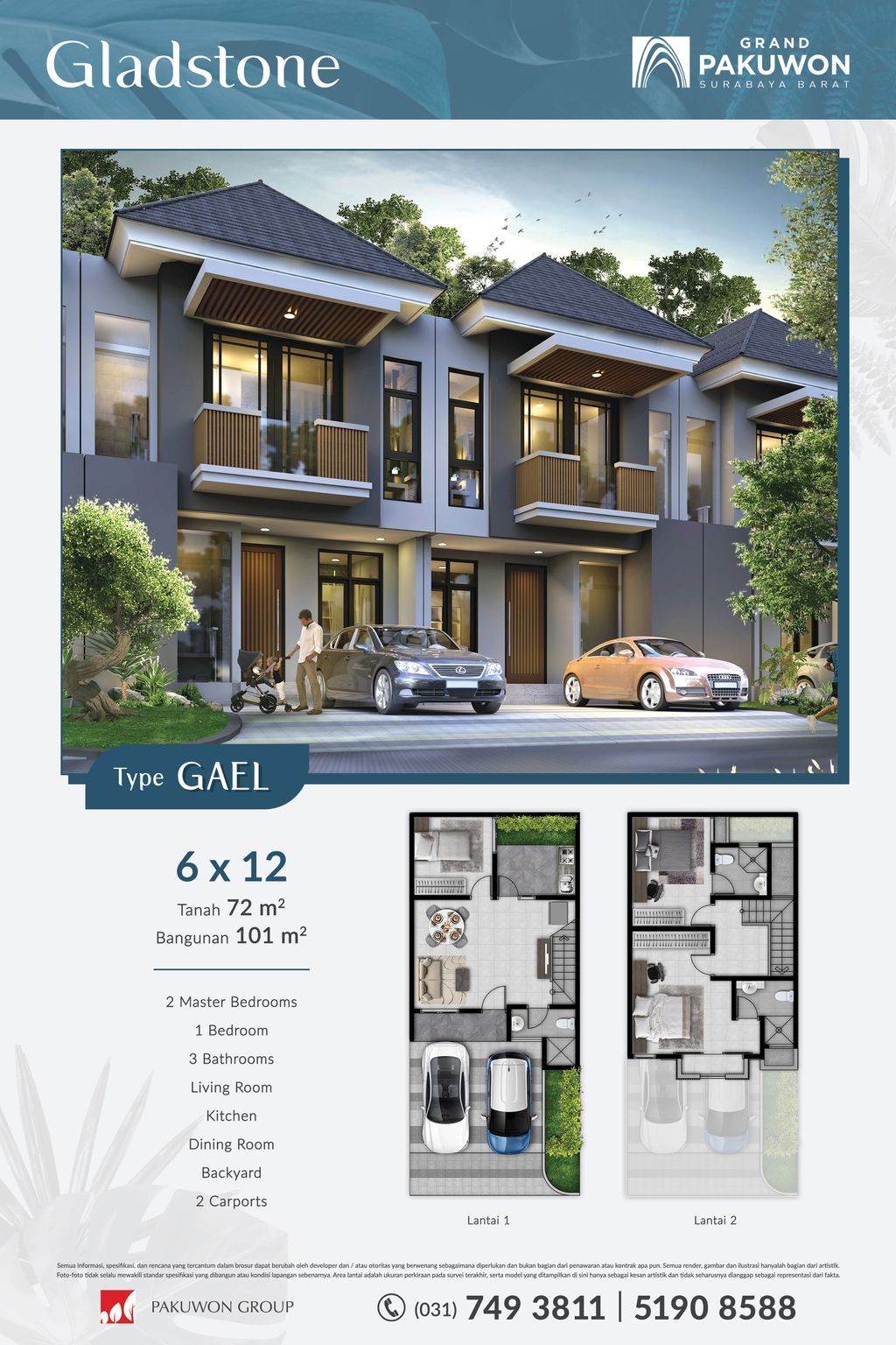 foto denah rumah tipe GAEL perumahan BRISBANE - GLADSTONE