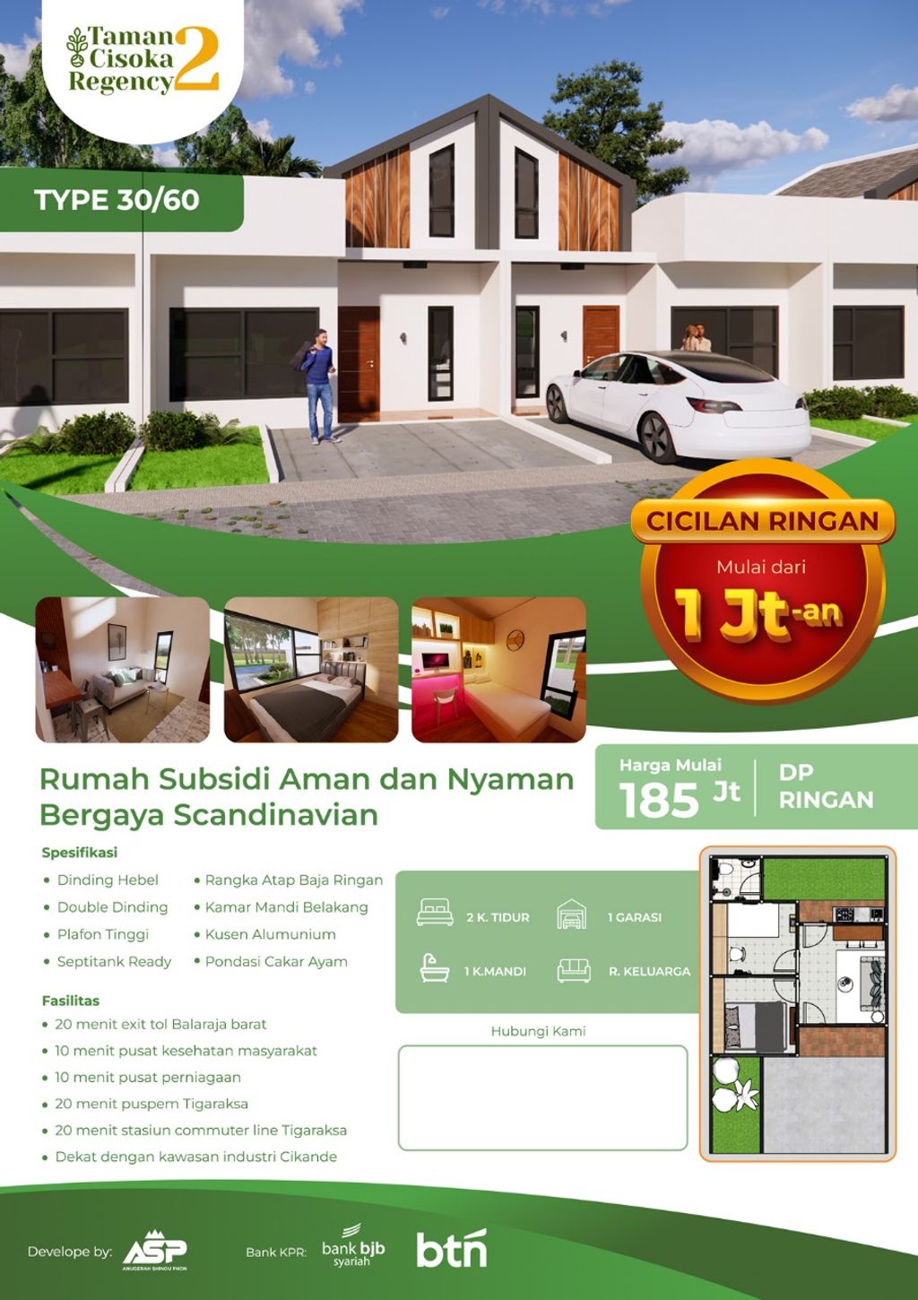 foto denah rumah tipe 30/60 perumahan TAMAN CISOKA REGENCY 2